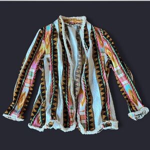 Urban Outfitters Colorful Bohemian Patterned Open Cardigan